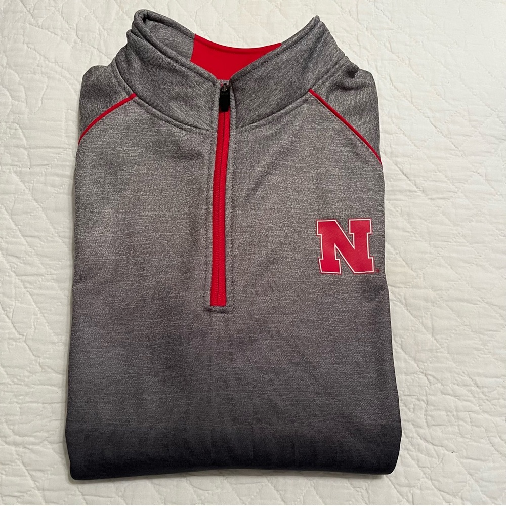 NWT Nebraska Cornhuskers Gray/Black Quarter Zip Pullover Top Colosseum Men’s XL - Picture 14 of 14